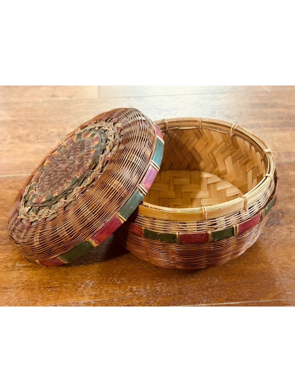 Handwoven Round Storage Basket with Lid
